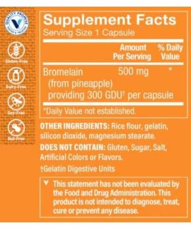 Vitamin Shoppe Bromelain 500MG 600 GDU Enzyme Digestive Support (300 Capsules) - Buy Online on GoSupps.com