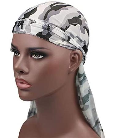 Premium Military Camouflage Silky Durags (3-Pack) - Long Tail Doo Rag for 360 Waves Men - Buy Online on GoSupps.com