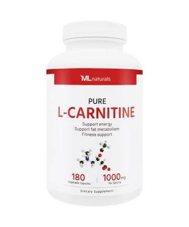 L-Carnitine 1000 mg 180 Vegan Capsules.99.9% Purity L-Carnitine. Supports Energy Production. Fitness Support. 180 Count (Pack of 1)