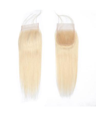 613 Closure 4X4 Lace Closure Brazilian Virgin Human Hair Straight Closure Blonde Closure Free Part 613 4X4 Closure Unprocessed Human Hair Closure 12 inch 12 inch-613 closure