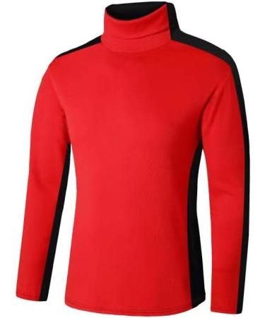 Men's Slim Fit Lightweight Long Sleeve Turtleneck T-Shirt - Red & Black, Large - Buy Online on GoSupps.com