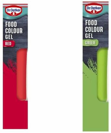 Dr. Oetker Extra Strong Red and Green Food Colour Gel 15G | 15g x 2 pack | You can decorate your christmas cake |