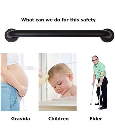 2 Pack 16Inch Shower Grab Bar Steel Bathroom Grab Bar Handle Bathroom Shower (1.25inch Diameter) Black C - Buy Online on GoSupps.com