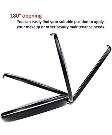 Portable Folding Mirror with LED Light 10X Magnifying Glass 12 Lamp Bead Mini Mirror Black - Buy Online on GoSupps.com