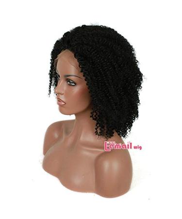 L-email Curly Black Lace Front Wig - Short Heat Resistant Synthetic Hair for Women | International Shipping - Buy Online on GoSupps.com