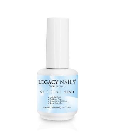 Legacy Nails Professional Special 4-in-1 Finish Gel 0.5 oz Use it as Nail Tip Gel Glue  Rig Stone Gel Glue  Base Coat & Finish Gel Ultra-Shine Finish