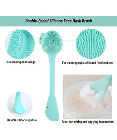 Silicone Facial Cleansing Brush - All-in-One Makeup Cleanser & Exfoliator for Cleansing, Mask Application, and Makeup Removal (Aqua) - Buy Online on GoSupps.com