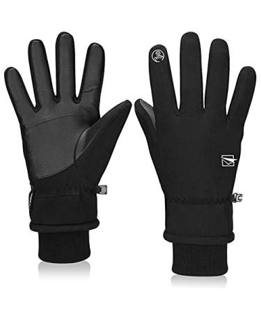 Cevapro -30 Winter Gloves Waterproof Cold Weather Gloves Touchscreen Thermal Ski Gloves for Men Women Running Black Medium