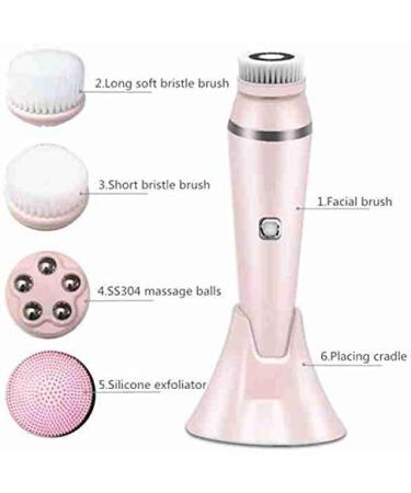 RIYAN White Electric Waterproof Wash Brush Set Deep Cleansing Skin Heads Rechargeable Spin Face Brush - Buy Online on GoSupps.com