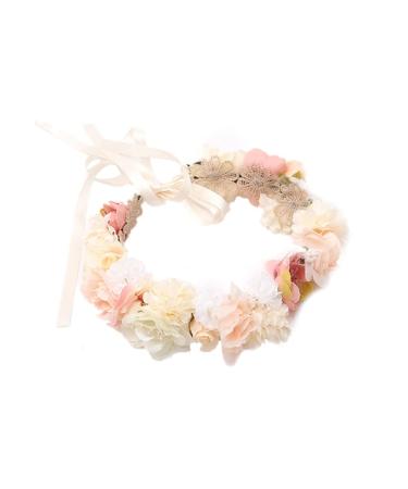 Wedding Wreath Headpiece Boho Flower Crown Girls Floral Headband for Women Girl Wedding Ceremony Party Festival Pink