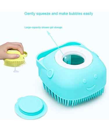 HeviBK 2-in-1 Silicone Base Shower Brush | Physical Scrubber with Shower Gel Dispenser | Baby Shampoo Massager Tool - Blue - Buy Online on GoSupps.com