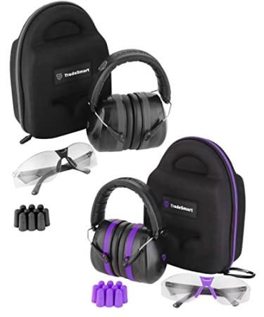 TRADESMART His & Hers Gift - Purple & Gunmetal Grey Shooting Ear and Eye Kits U.S. Certified for Women & Men