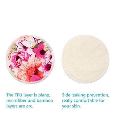 Bamboo Nursing Pads (12 Pack) | Reusable & Washable | Babygoal Breastfeeding Pads with Wet Bag | New Mom Gift | 12NP02 01 Flowers-Plain Shape - Buy Online on GoSupps.com