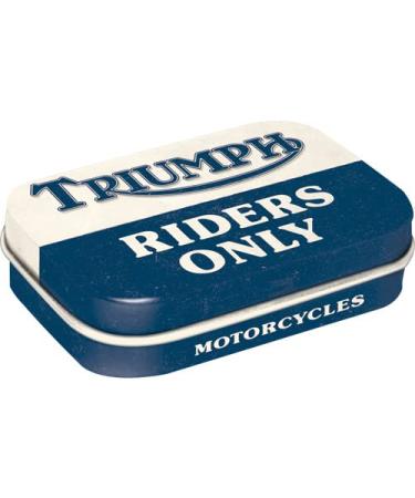 Nostalgic-Art Retro Pillendose 4 x 6 x 1.6 cm Triumph-Riders only-gift idea for bikers with peppermint drages vintage design