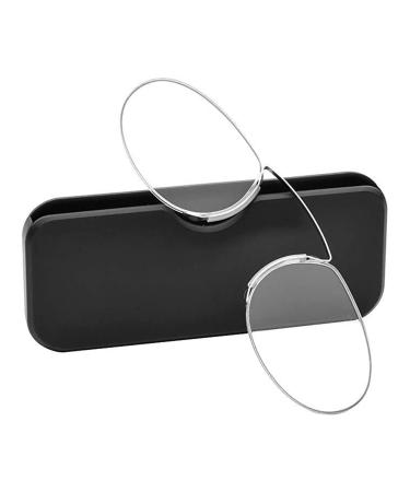 Unisex reading lane compact visual aid mini nose clip iron -free reading glasses slide reading help always at hand for men women as good help with reading (+200)