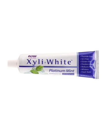 NOW Foods Solutions Xyli White Toothpaste Gel with Baking Soda Platinum Mint - 6.4 oz