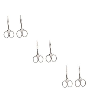 Balacoo 6 Pcs Eyelashes Straight Tip Scissor Facial Hair for Men Eyebrow Trimmer Safety Hair Hair Trimmer for Men Nose Hair Man Round Pruning Shears 9.2*4.5cmx3pcs As Shownx3pcs