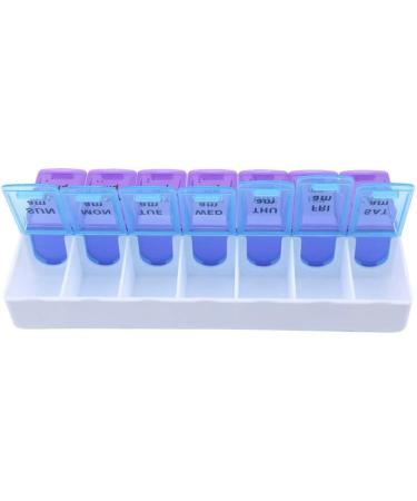 Twice-A-Day Economy Weekly Pill Organizer - Easy-Open AM/PM Medication & Vitamin Storage (Blue & Purple - Buy Online on GoSupps.com