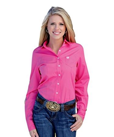 Cinch Women's Solid Long Sleeve Shirt Small Pink