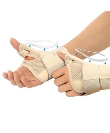 INSTINNCT Wrist Thumb Support Brace Fully Adjustable Thumb Brace for Men and Women Thumb Flexible Splint for Tendonitis and Thumb Pain & Injury Fits Both Right Hand and Left Hand (Pair) Beige(Pair) One Size