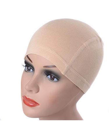 Bamboo Fiber Wig Cap Comfortable Elastic Wig Cap Wearing under Wigs (Beige) Beige 54cm