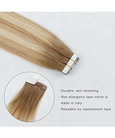 ABH AMAZINGBEAUTY Rooted Highlights Remy Tape in Hair Extensions 16 20pcs 50g Ash Brown Dirty Blonde Platinum Blonde R8-12/60 - Buy Online on GoSupps.com