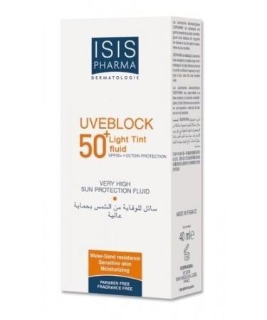 Isis pharma uveblock spf 50+ tint light fluid cream 40ml mineskin treatment