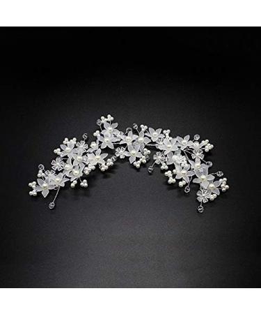 NATHA Handmade Bridesmaid Wedding Head Dress White Beads Hair Flower Headpieces Pearl Bride Hair Pieces Crystal Bridal Head Jewelry - Buy Online on GoSupps.com