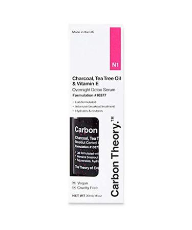 Carbon Theory | Charcoal Tea Tree Oil & Vitamin E Overnight Detox Facial Serum | 30ml