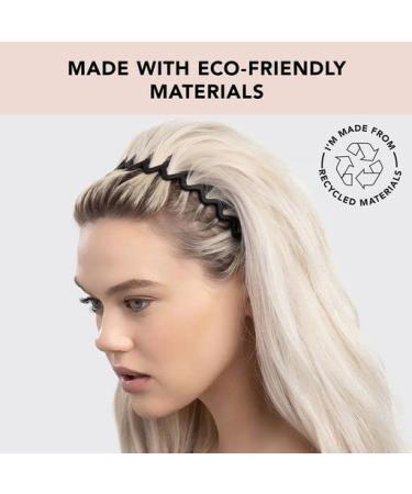 Kitsch Zig Zag Headbands - Men & Women's Recycled Plastic Hair Bands | Classic 90s Style | Wavy Headband with Teeth | 2pc Set in Black & Tort - Buy Online on GoSupps.com