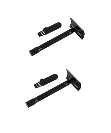 Magiclulu 2st manual razor razor sharpening white baby chipboard safety rag for men double razor Miss male razor The handle is an aluminum alloy blackx2st 10.3x4cmx2pcs