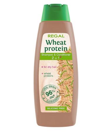 Rosa Impex 2-in-1 Shampoo and Conditioner with 95% Natural Extracts "Regal - Wheat Proteins" 400ml For dry hair