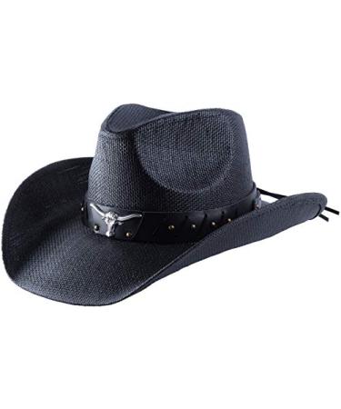 Western Outback Cowboy Hat Men's Women's Style Straw Felt Canvas Black