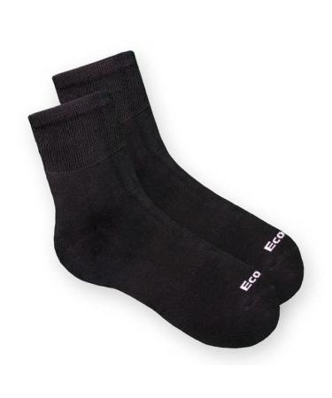 Ecosox Bamboo Viscose Diabetic Non-Binding Quarter Socks. Perfect for Sensitive Skin & Other Diabetic Conditions Large Black