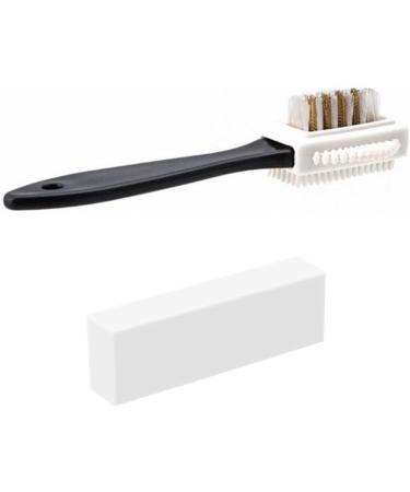 Suede Shoe Cleaning Brush Set - 2pcs 4-Sided & Brass Bristle Eraser for Shoes, Boots - Black & White - Buy Online on GoSupps.com