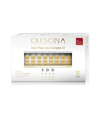 CRESCINA Transdermic New Plate-Like Complex 12 Ri-Croissance Cheveux 500 Homme 20 ampoules