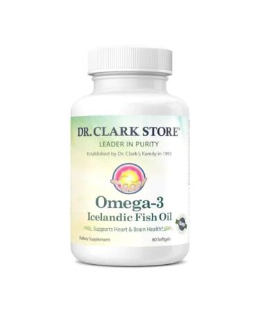 Dr Clark Store Omega-3 Icelandic Fish Oil Supplement 1000mg 80 Softgels Supports Heart Brain & Joint Health