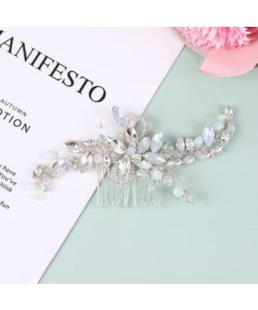 Wedding Hair Comb Silver Blue Rhinestones Opal Crystal Vintage Bridal Clips Hairpiece Handband Accessories for Brides Flower Girl Bridal Hair Pieces - Buy Online on GoSupps.com