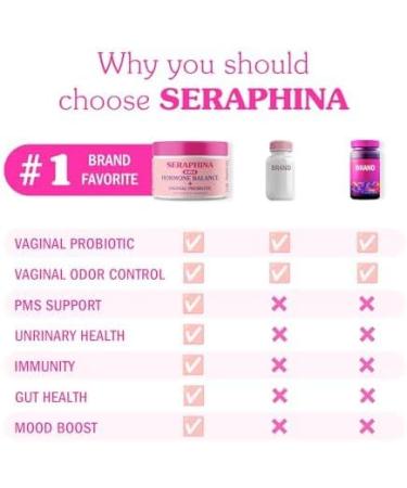 Seraphina Vaginal Probiotics 2-in-1 for Women | Hormone Balance PMS & Urinary Tract Health | 10 Billion CFU | 90 Capsules - Complete Feminine Care - Buy Online on GoSupps.com