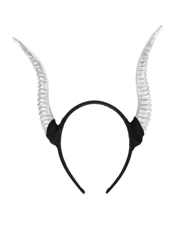 LIFKOME Croissant Headband Sheep Horn Headband Halloween Headbands Halloween Hair Hoop Costume Headband Halloween Hair Accessories 27X23.5CM Silver