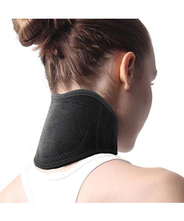 1 PC Neck Self Heating Neck Support Adjustable Neck Pad Brace Magnetic Therapy Neck Wrap Soft Cervical Support Collar Cordless Thermal Neck Brace for Neck Pressure Relief Black