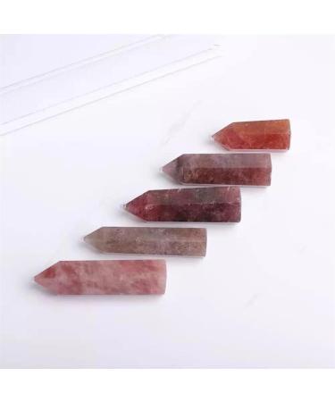 5pc 70mm-80mm Natural Gemstone Stones Strawberry Quartz Crystal Point Wand Suitable for Home Crystals Raw Stones and Minerals Stone Mineral Specimen - Buy Online on GoSupps.com