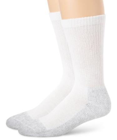 Georgia Cotton Cushioned Crew Socks (2-Pack) Medium White