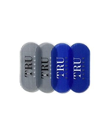 TRU BARBER HAIR GRIPPERS 2 COLORS BUNDLE PACK 4 PCS for Men and Women - Salon and Barber Hair Clips for Styling Hair holder Grips (Blue/Grey)