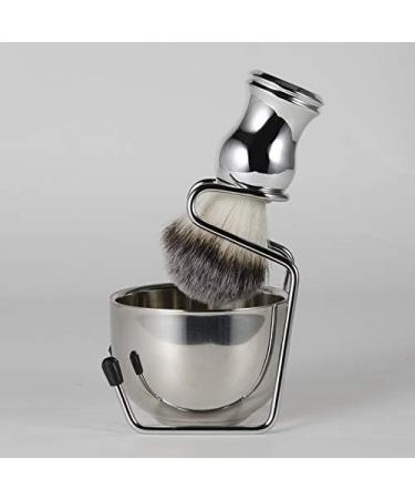Roomoon Shaving Set - Stainless Steel Soap Dish Brush & Stand Holder | Pure Hair Nylon Shaving Brush Kit for Smooth Shaving - Buy Online on GoSupps.com