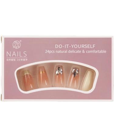 24Pcs/Set Press On Nails Long Milk White Crushed Diamond False Nails Acrylic Fake Nails Full Cover Nails Tips Artificial Finger Manicure Press on nails for Women and Girls - Buy Online on GoSupps.com