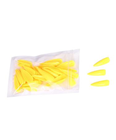 dijiusidy 1 Set Press on Nails Almond Fingernails Stick Solid Color Full Cover Art Decals Salon Supplies DIY Decorations No.8 yellow