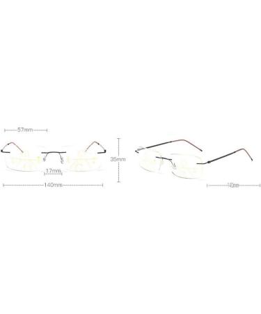 Buy Mincl Classic Fashion Rimless Progressive Multifocal Reading Glasses - Unisex Rectangular Design (Black 2.5) - International Shipping Available - Buy Online on GoSupps.com