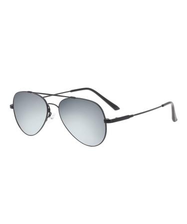 HELES Double Bridge Pilot Myopia Eyeglasses Polarized Mirrored Driving Sunglasses **These Are Not Reading Glasses**-Silver||-2.25 Diopters Silver -2.25 Diopters