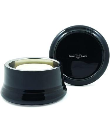 Edwin Jagger RNL06 Black Beard Soap Dish with Lid & Stainless Steel Inner Lining - Premium Grooming Accessory | International Shipping Available - Buy Online on GoSupps.com